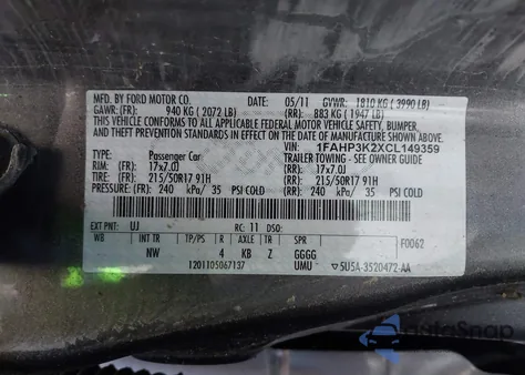 2012 Ford Focus Se из США, поврежденный, VIN 1FAHP3K2XCL149359